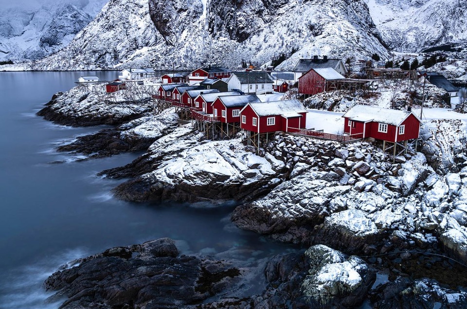 Hamnøya près de reine dans les Lofoten en Norvège